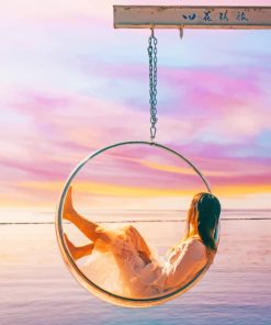 Beach Swinging Girl Seascape Paint By Numbers