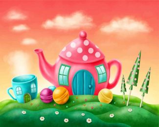 Teapot Nature House Paint By Numbers