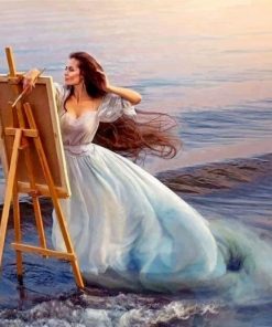 Beach Dresses and Painter Women Paint By Numbers