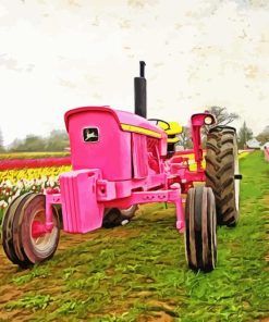 Pink Tractor Engines Paint By Numbers