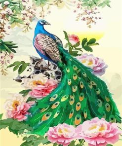 Green Peacock Paint By Numbers