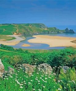 Three Cliffs Bay Landscape Paint By Numbers