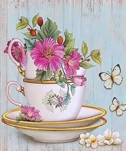 Tea Cup Floral Paint By Numbers