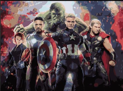 Toile-d-art-mural-les-Avengers-cadre-photo-peinture-murale-par-num-ros-coloriage-par-num