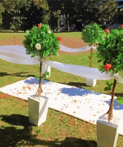 Topiary Trees and Flowers Paint By Numbers