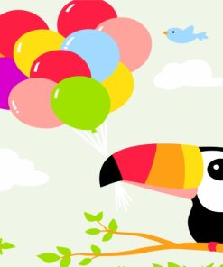 Toucan Birds with Balloons Paint By Numbers