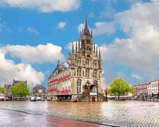 Town-Hall-Gouda-Netherlands-paint-by-numbers