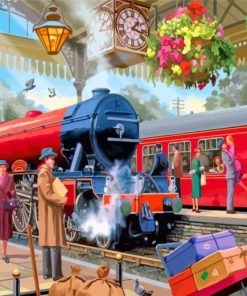Steam Train Station Paint By Numbers