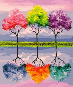 Bright Color Tree Landscape Paint By Numbers