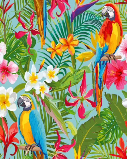 Tropical-Parrots-Art-paint-by-numbers