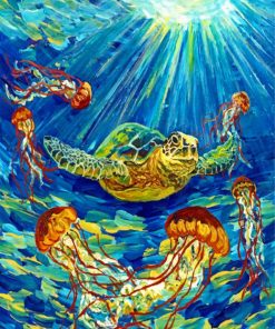 Turtle and Jellyfish Ocean Adventure Paint By Numbers