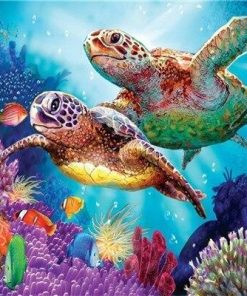 Turtle Couple Colorful Animals Paint By Numbers