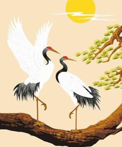 Modern White Cranes Paint By Numbers