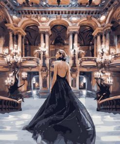 Elegant Woman in Black Dress Paint By Numbers