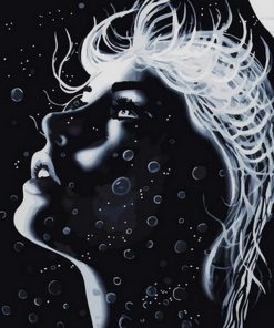 Bubble Girl Black and White Paint By Numbers