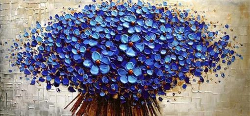 Unframed-Panel-Dark-Blue-Flower-Tree-Thick-Palette-Knife-Painting-Home-Decor-Hand-Painted-Oil-Painting