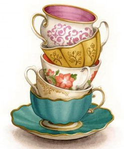 Vintage Tea and Coffee Cups Paint By Numbers