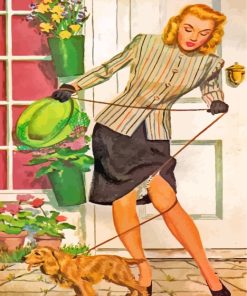 Vintage Dog and Woman Paint By Numbers