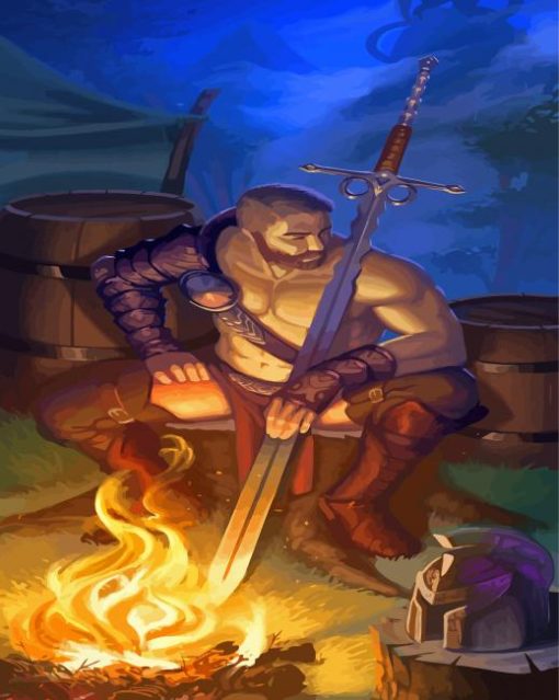 Warrior-resting-paint-by-number