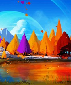 Trees and Water Scene Paint By Numbers