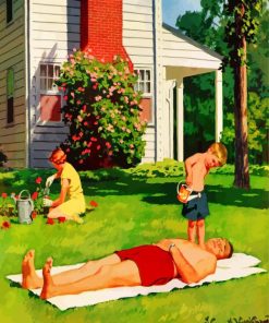 Father and Son Garden Scene Paint By Numbers