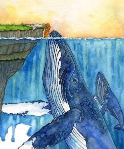 Majestic Whales and Girl Paint By Numbers
