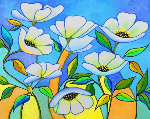 White-Anemone-Flowers-paint-by-number