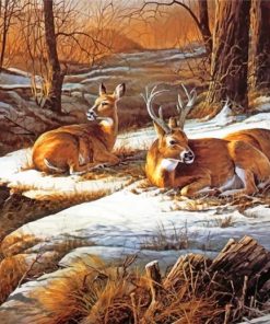 White Tailed Deer Forest Scene Paint By Numbers