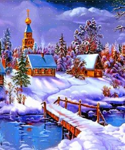 Winter Village Snow Paint By Numbers