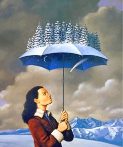 Winter Woman with Umbrella Paint By Numbers