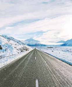 Winter Snow Road Landscape Paint By Numbers
