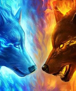 Fire and Ice Wolves Paint By Numbers