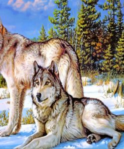 Wolves Playing in the Snow Paint By Numbers