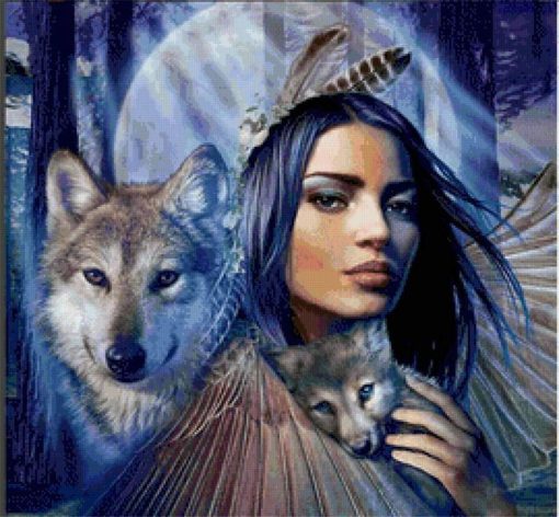 Wolves-Women-DIY-People-Paint-By-Numbers-PBN-100714