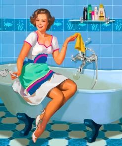 Woman in Bathroom Relaxation Paint By Numbers
