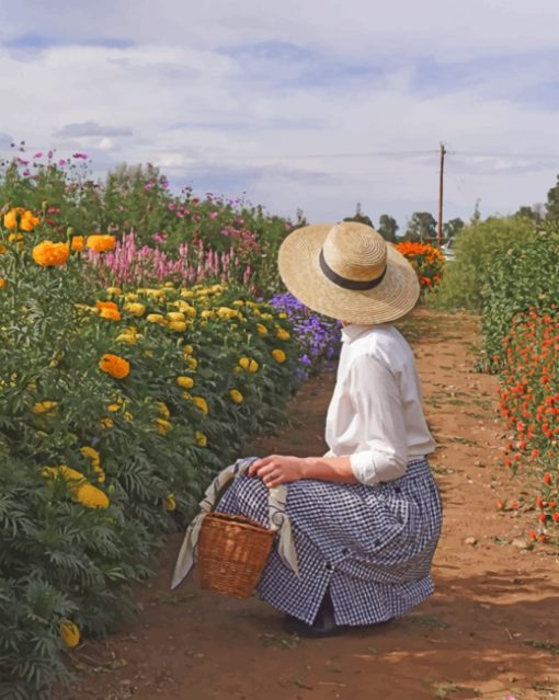 Woman-With-Hat-in-Farm-paint-by-numbers