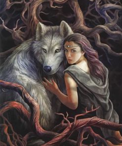Woman and Wolf Wildlife Paint By Numbers