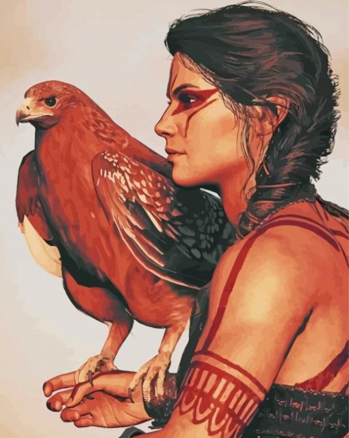 Woman-and-hawk-Bird-paint-by-numbers