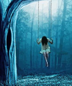 Woman On Swing Forest Scene Paint By Numbers