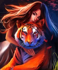 Woman and Tiger Paint By Numbers