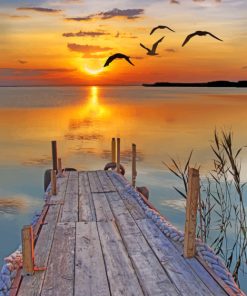 Sunset Wooden Bridge Beach Paint By Numbers