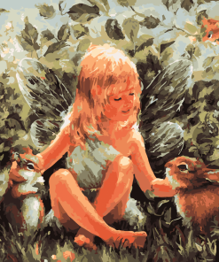 Rabbits and Girl Painting Kit Paint By Numbers