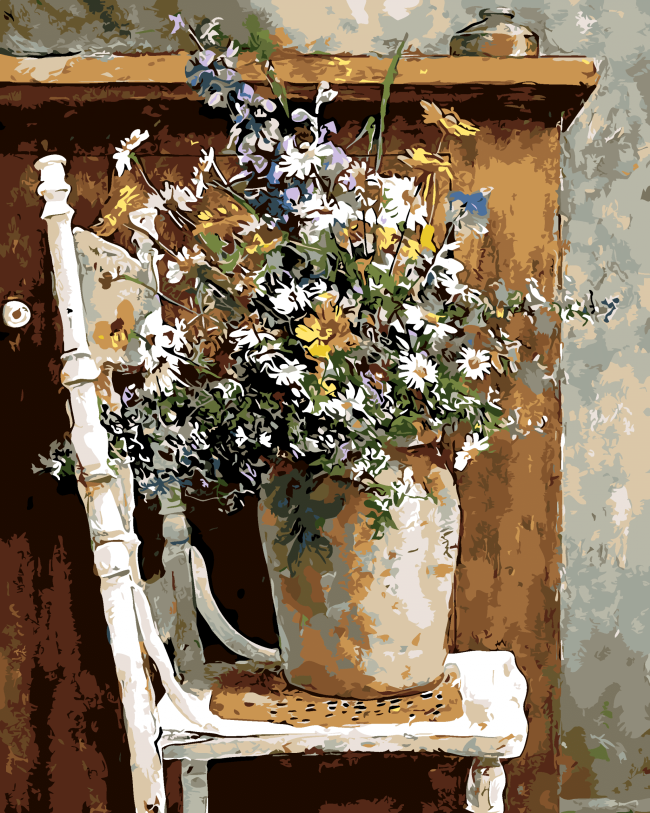 Vintage Flowers in Vase Paint By Numbers