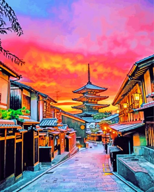 Yasaka-Pagoda-At-Sunset-paint-by-number