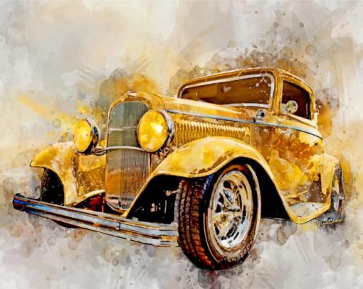 Yellow-Classic-Car-Art-paint-by-number