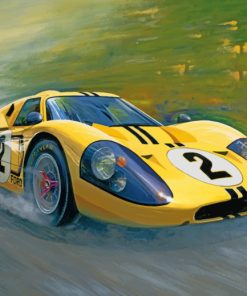 Yellow Ford Gt40 Racing Paint By Numbers