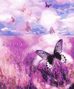 Purple Field Butterfly Paint By Numbers