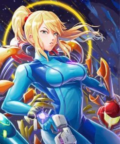 Zero Suit Samus Video Game Paint By Numbers