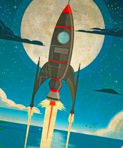 Rocket to the Moon Space Paint By Numbers