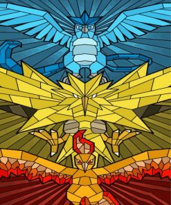 Abstract Bird Trio Pokemon Paint By Numbers